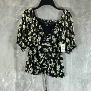 INC International Concepts Women's Deena Ditsy Floral-Print Puff-Sleeve Top SZXS